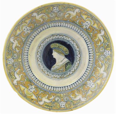 Piatto Muliebre in Maiolica Policroma