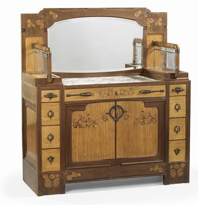 Commode con Specchio e Pannelli in Vetro Laterali Liberty
