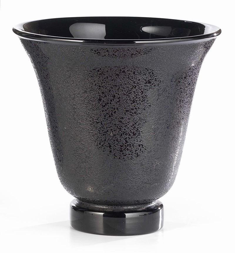 Grande Vaso a Campana in Vetro Nero