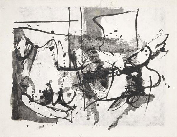 Afro : Senza titolo  (1960)  - Inchiostro su carta applicata su tela - Auction Dipinti, disegni, sculture, grafica - Arte Contemporanea - I - Casa d'aste Farsettiarte