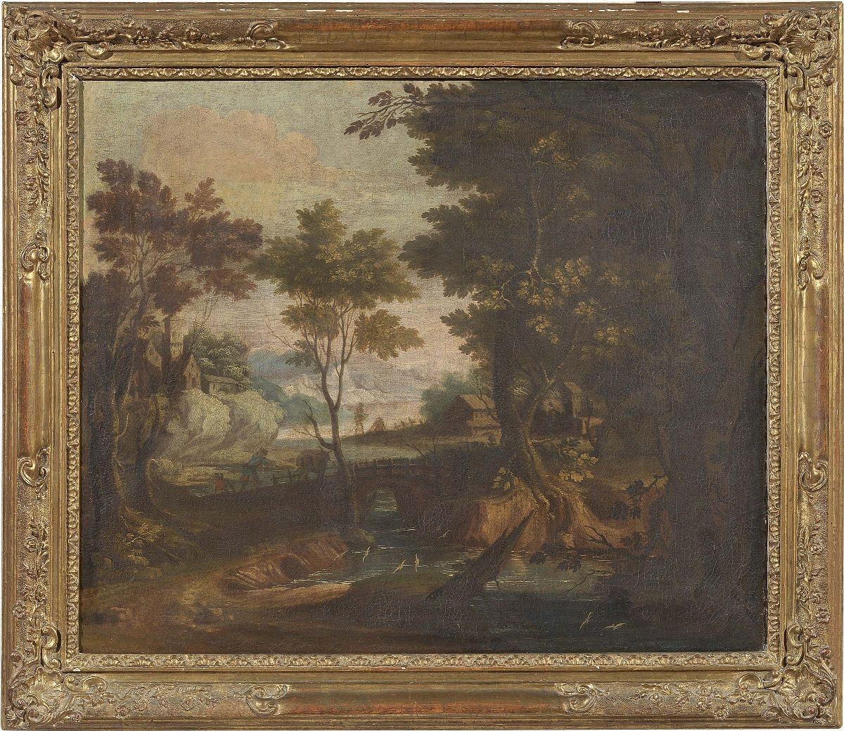Scuola Veneta del XVIII Secolo - «paesaggio Fluviale con Figure» e «paesaggio Fluviale con Città ...