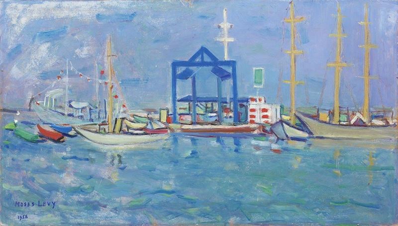 Moses Levy - Darsena di Viareggio con Ponte Gru