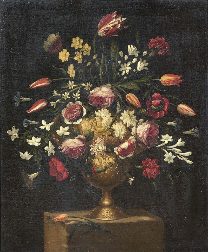 Giacomo Recco (attr. A) - Natura Morta con Vaso di Fiori
