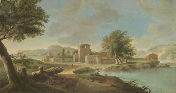 Paolo Anesi (attr. a) - Paesaggio fluviale