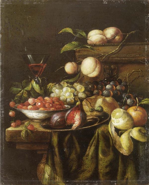 A. Van Kessel - «Natura morta con frutta e limoni» e «Natura morta con uva e calice di vino»