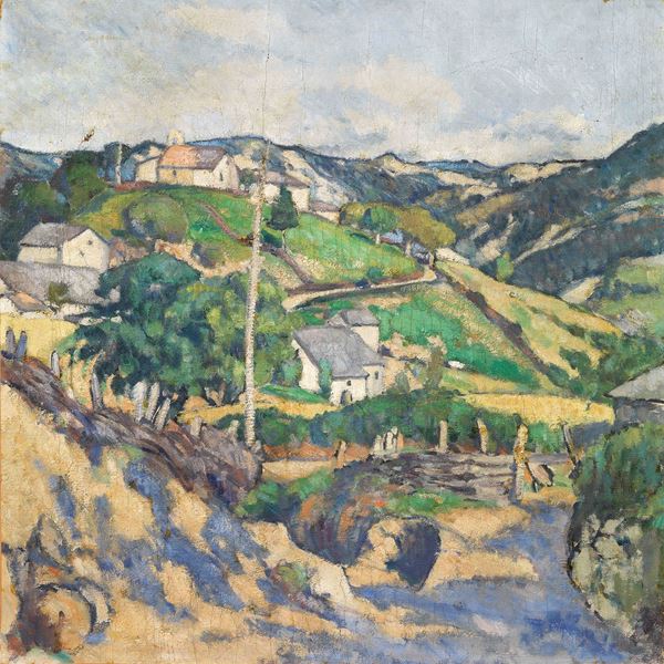 Ardengo Soffici : Bulciano  ((1909))  - Olio su tela - Asta ARTE MODERNA - II - Casa d'aste Farsettiarte