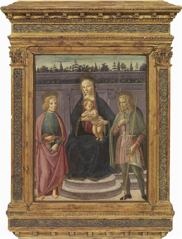 Maestro di Santo Spirito (attr. a) - Madonna col Bambino, San Giovanni Evangelista e San Rocco
