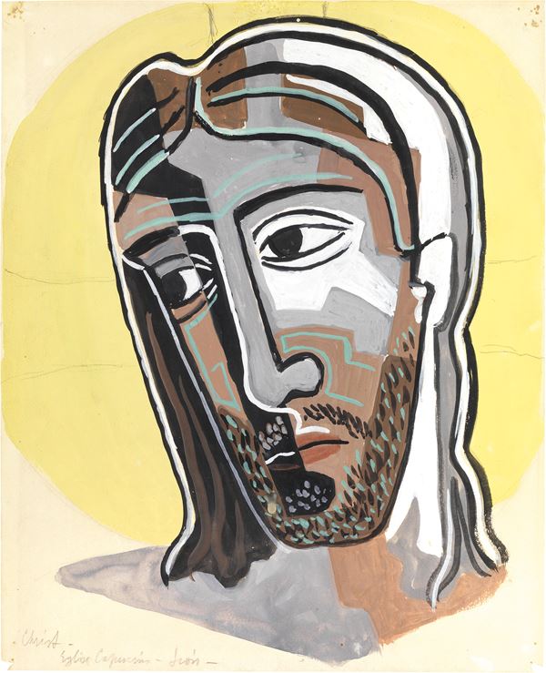 Gino Severini : Volto di Cristo  (1947)  - Tempera su carta applicata su cartone - Asta ARTE MODERNA - II - Casa d'aste Farsettiarte