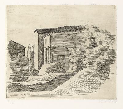 La Casetta con il Portico e il Cipresso (lastra Grande)