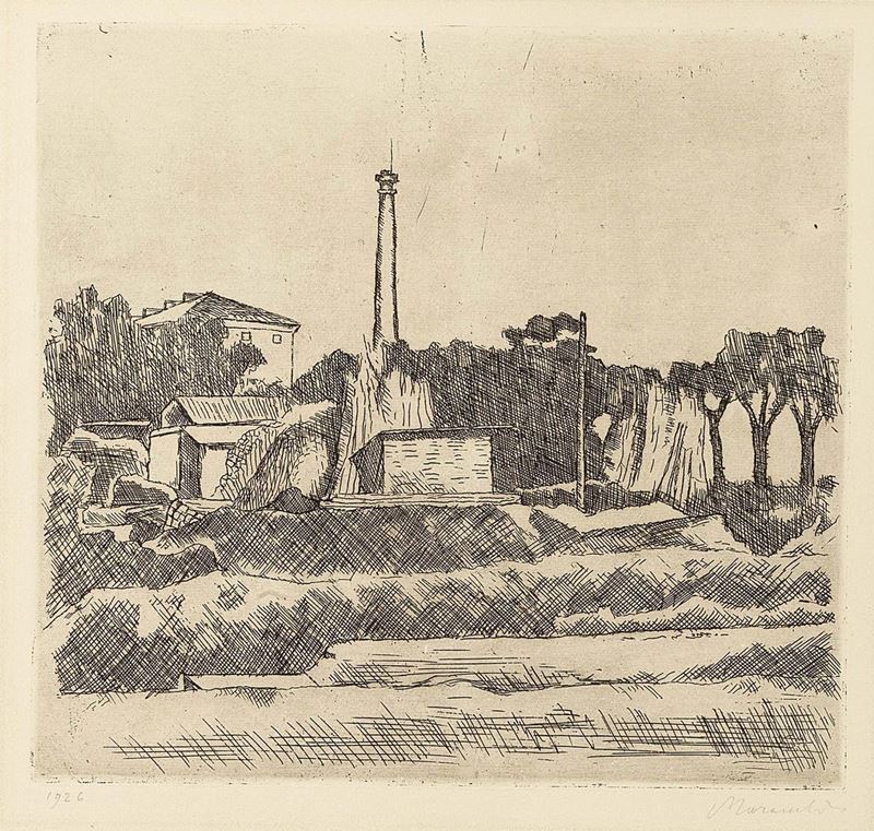 Giorgio Morandi - Paesaggio con la Ciminiera