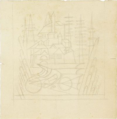 Ciclista a San Romedio (studio per Dipinto)
