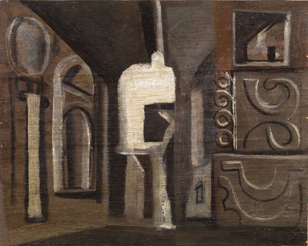 Mario Sironi : Composizione murale  (1944)  - Olio su tavola - Auction ARTE MODERNA - II - Casa d'aste Farsettiarte