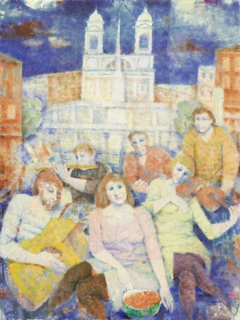 Remo Squillantini - Ragazzi a Trinità dei Monti