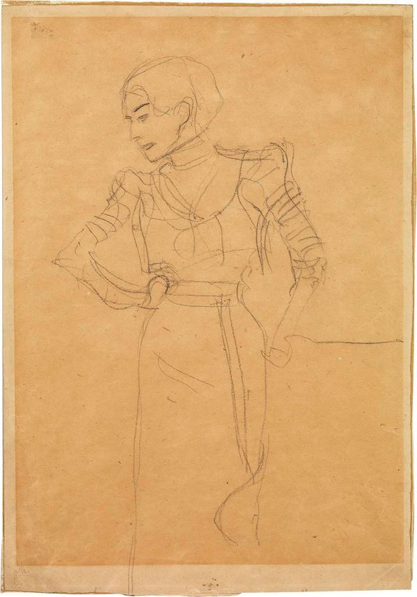 Gustav Klimt : Studio di figura  (1900 ca.)  - Carboncino su carta - Asta ARTE MODERNA - II - Casa d'aste Farsettiarte