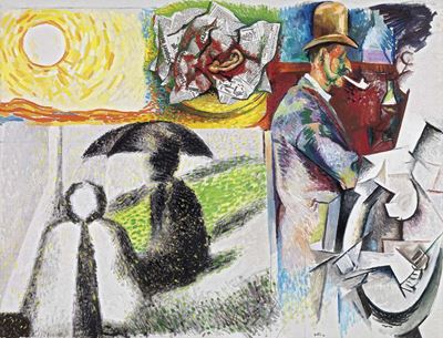 Omaggio agli Impressionisti (sole e Orecchio di Van Gogh, Seurat, Cézanne, Picasso)