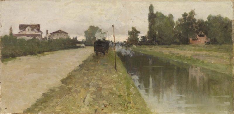 Achille Befani Formis - Treno nella Pianura Lombarda