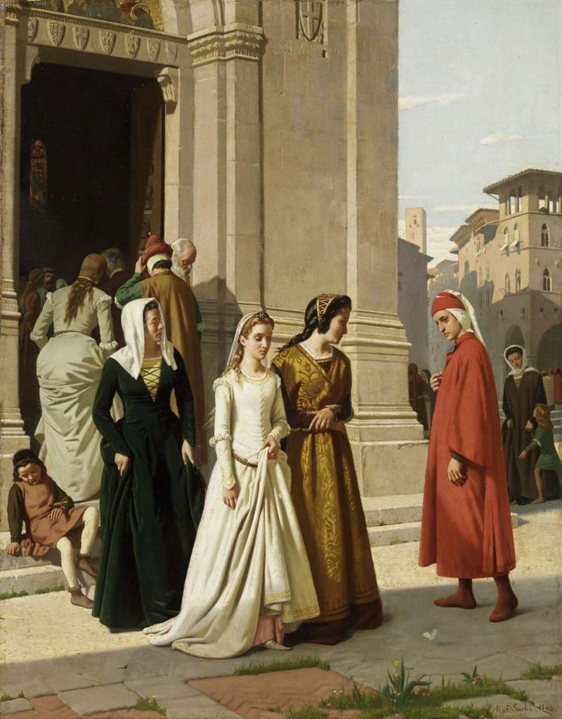 Raffaello Sorbi - Dante che Incontra Beatrice
