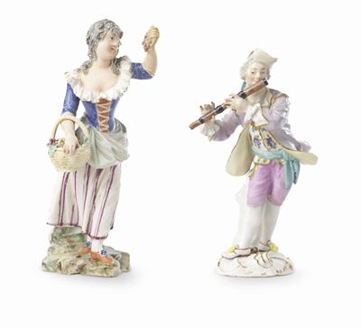 Due Sculture in Porcellana Policroma