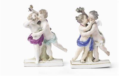 Due Sculture in Porcellana Policroma