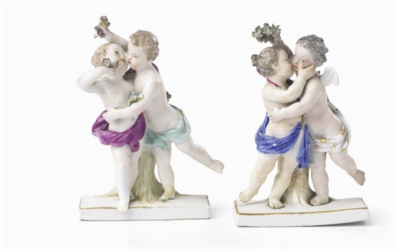 Due Sculture in Porcellana Policroma