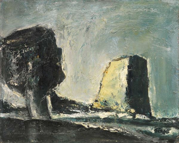 Mario Sironi : Paesaggio con albero  ((1952 ca.))  - Olio su cartone - Auction ARTE MODERNA - II - Casa d'aste Farsettiarte