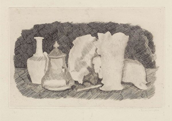 Giorgio Morandi : Natura morta  (1930)  - Acquaforte su rame, es. 18/21 - Auction ARTE MODERNA - II - Casa d'aste Farsettiarte