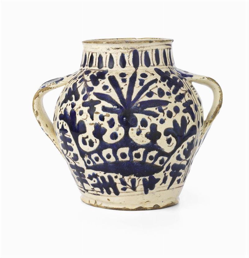 Raro Vaso Biansato in Maiolica