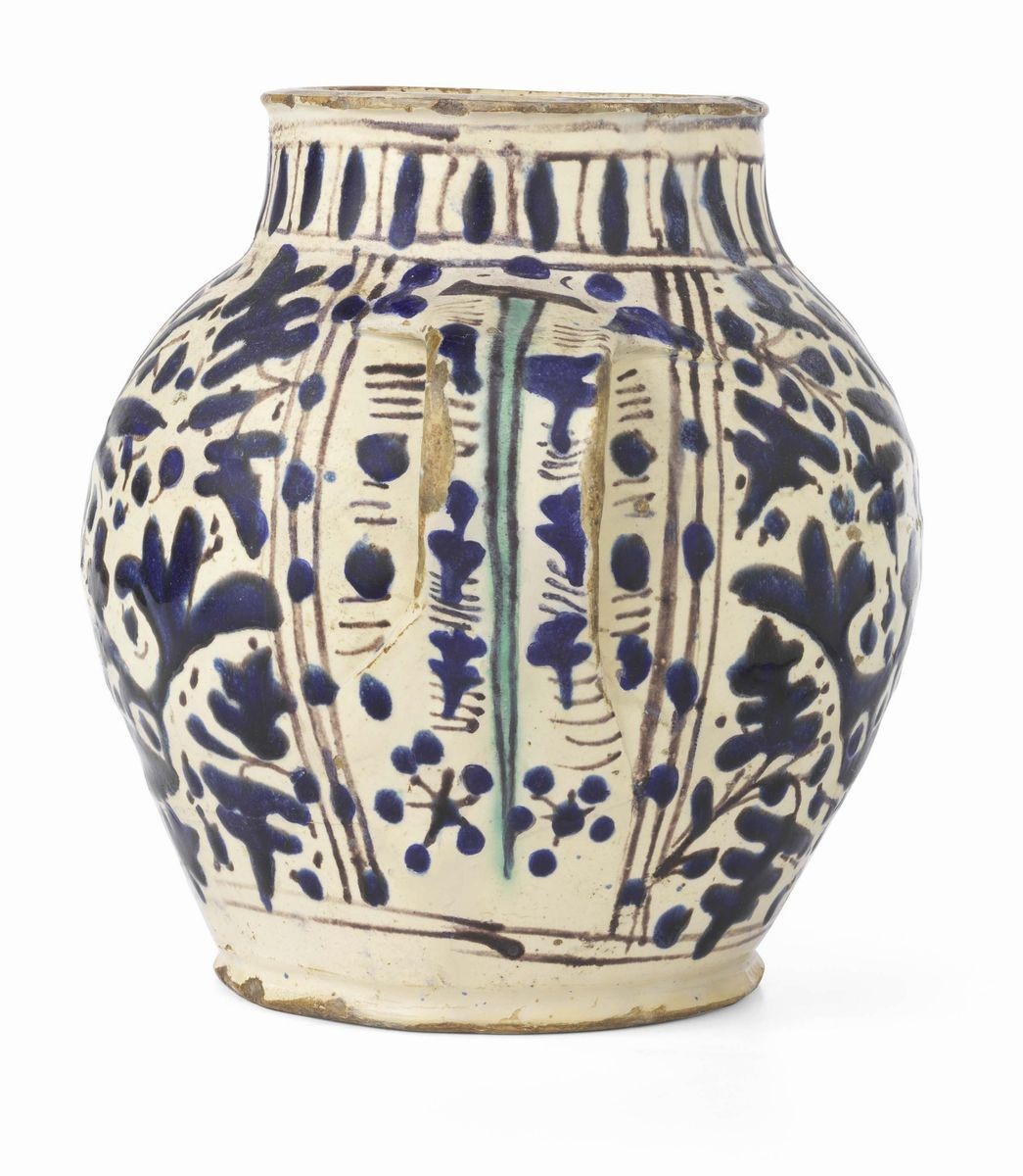 Raro Vaso Biansato in Maiolica