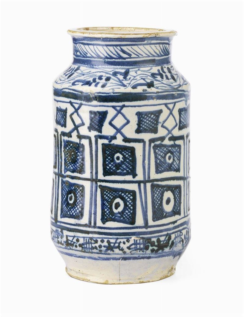 Importante Albarello "pseudocufico" in Maiolica