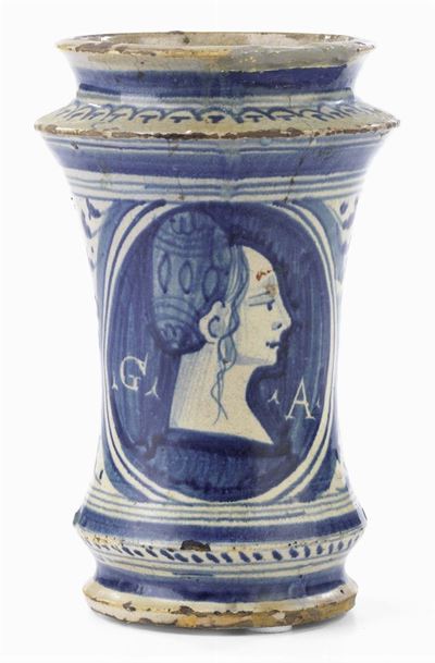 Albarello in Maiolica Bianco Blu