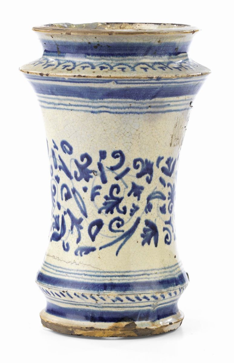 Albarello in Maiolica Bianco Blu
