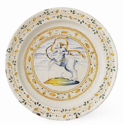 Grande Piatto in Maiolica Policroma