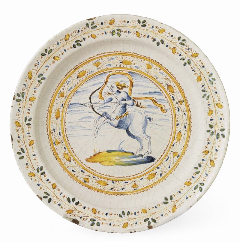 Grande Piatto in Maiolica Policroma