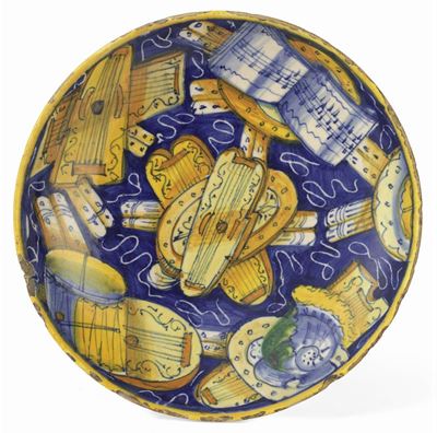 Alzata in Maiolica Policroma