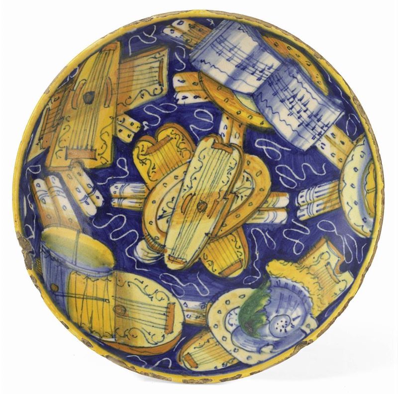 Alzata in Maiolica Policroma