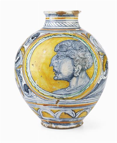 Grande Vaso Globulare in Maiolica Policroma