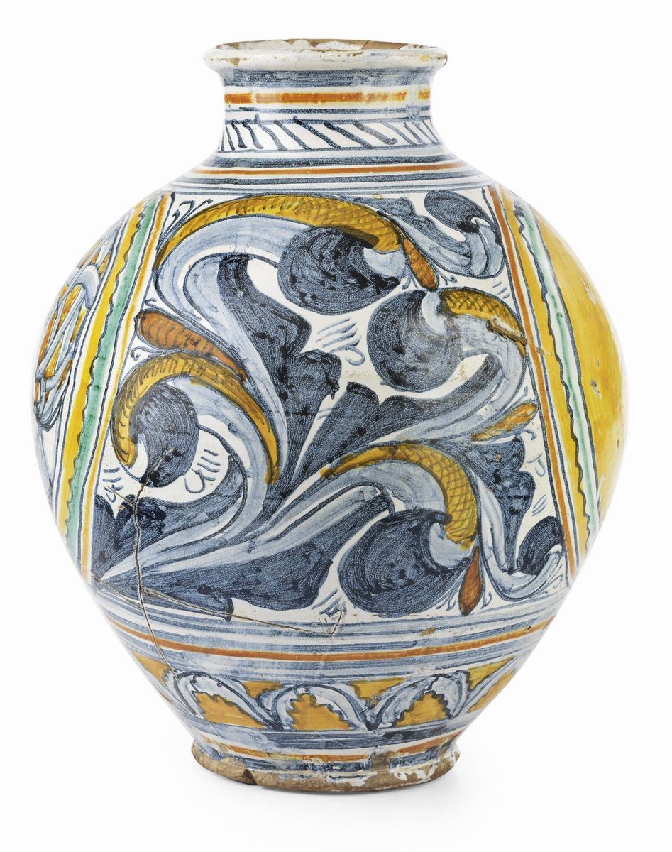 Grande Vaso Globulare in Maiolica Policroma