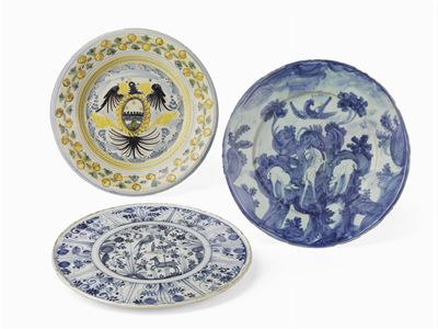 Tre Piatti in Maiolica
