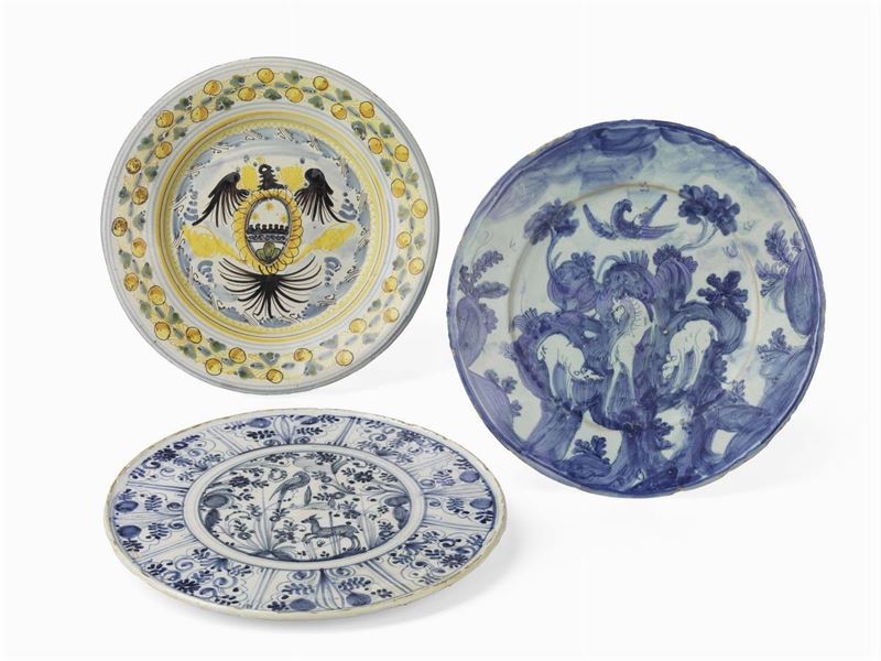 Tre Piatti in Maiolica