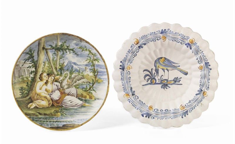 Quattro Piatti in Maiolica Policroma