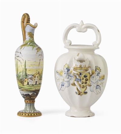 Due Brocche Moderne in Maiolica Policroma