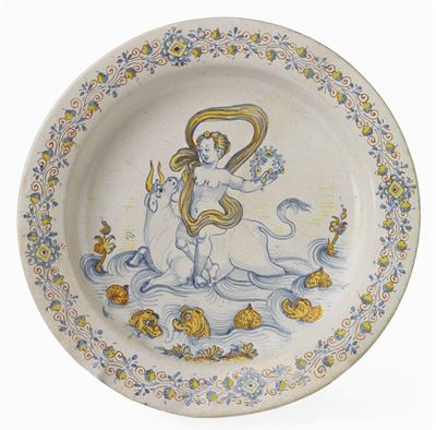 Importante Istoriato "compendiario" Derutese in Maiolica