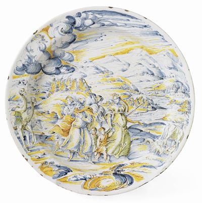 Importante Bacile "in Stile Compendiario" in Maiolica