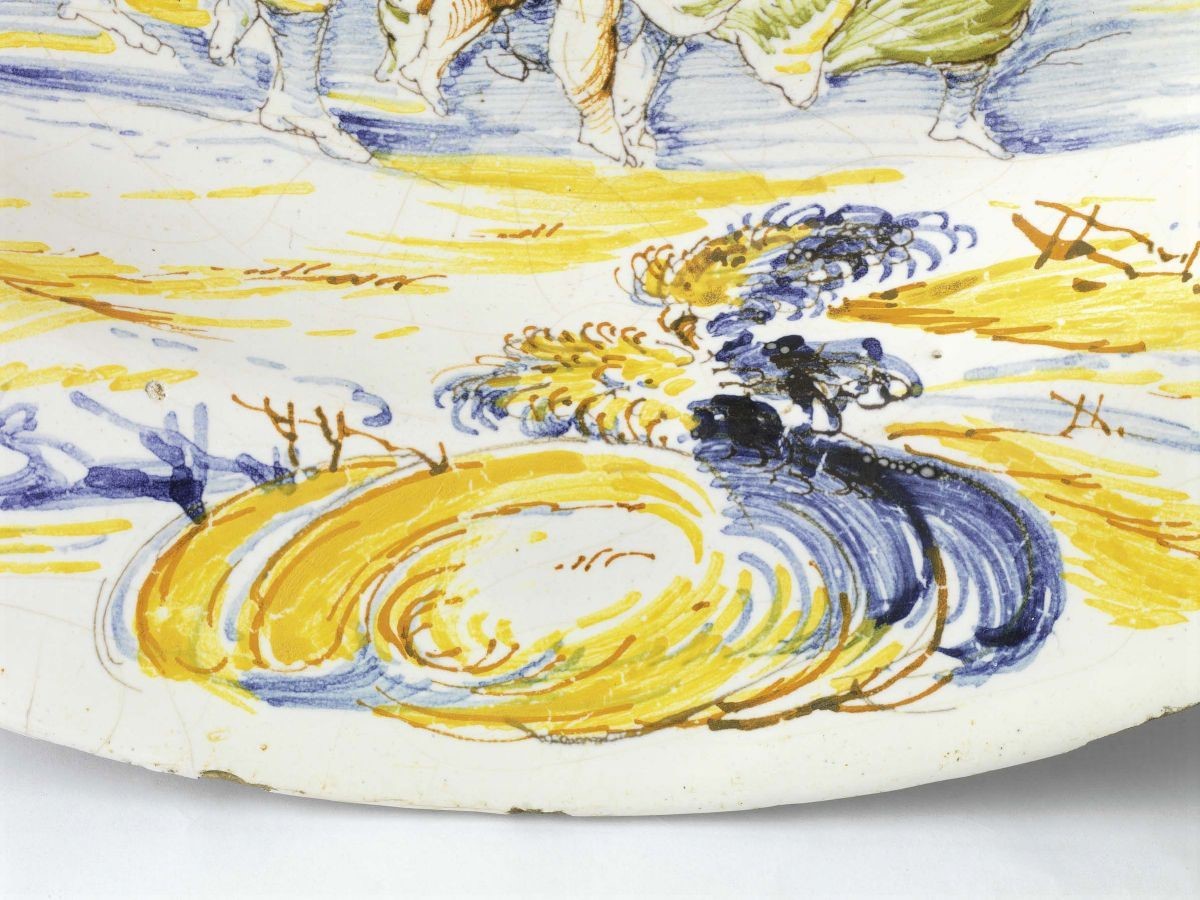 Importante Bacile "in Stile Compendiario" in Maiolica