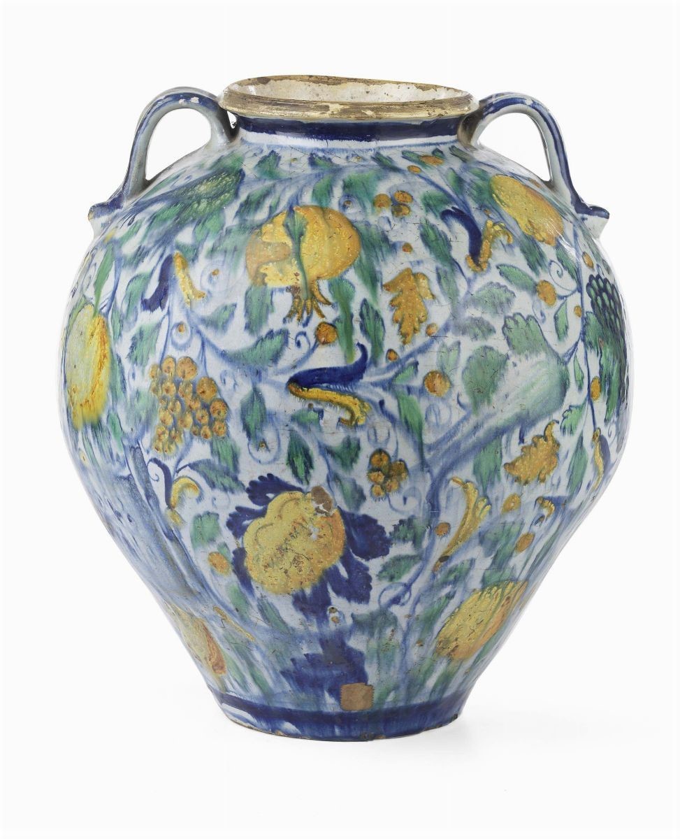 Elegante Vaso da Farmacia "berettino" in Maiolica