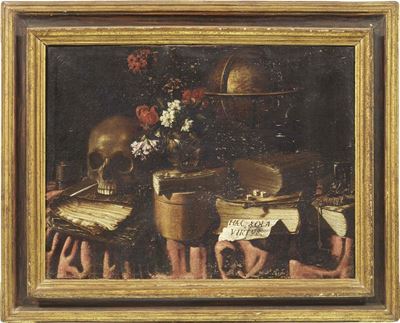 «natura Morta con Teschio, Mappamondo e Libri» e «natura Morta con Specchio e Clessidra»