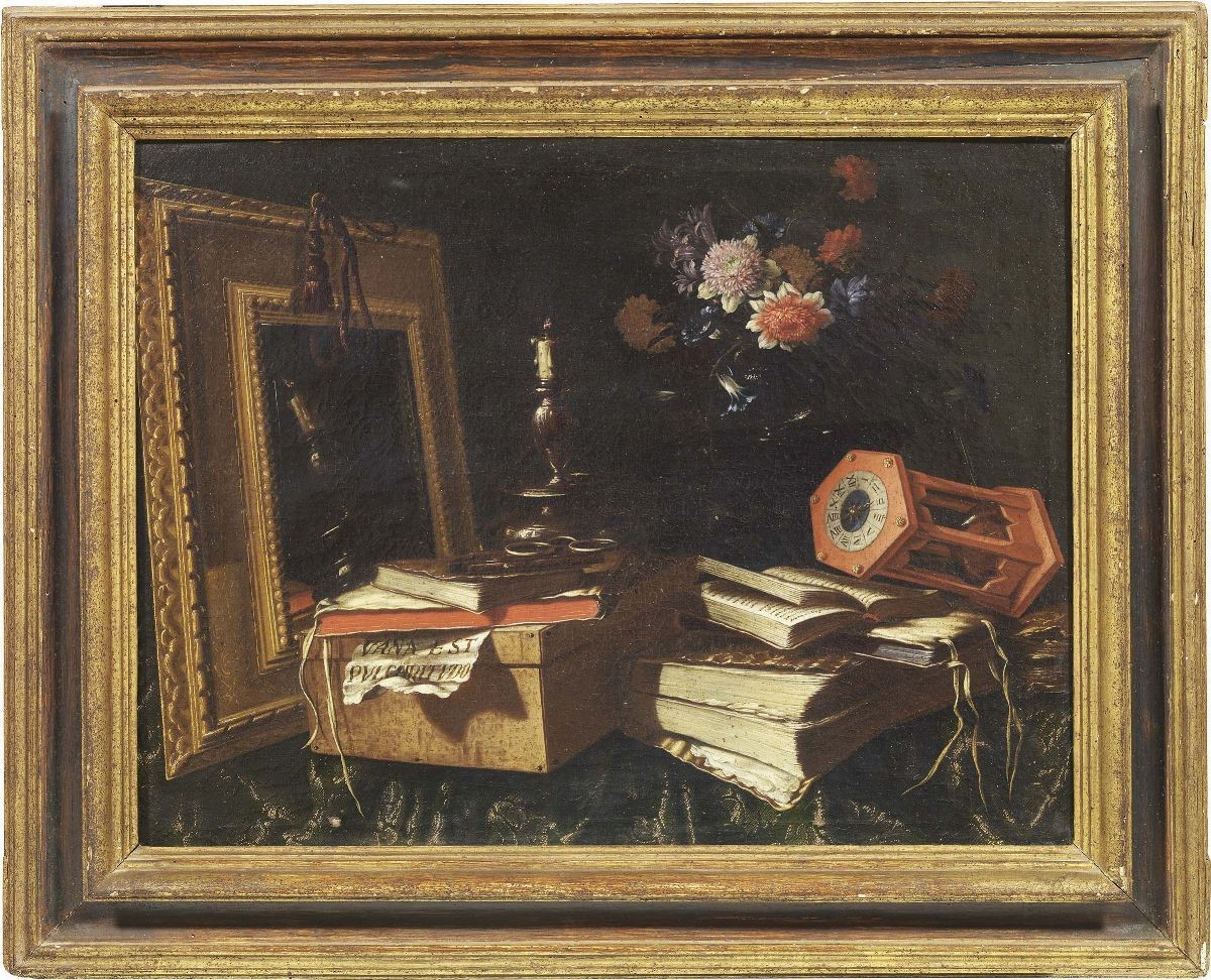 Maestro della Vanitas - «natura Morta con Teschio, Mappamondo e Libri» e «natura Morta con Specch...