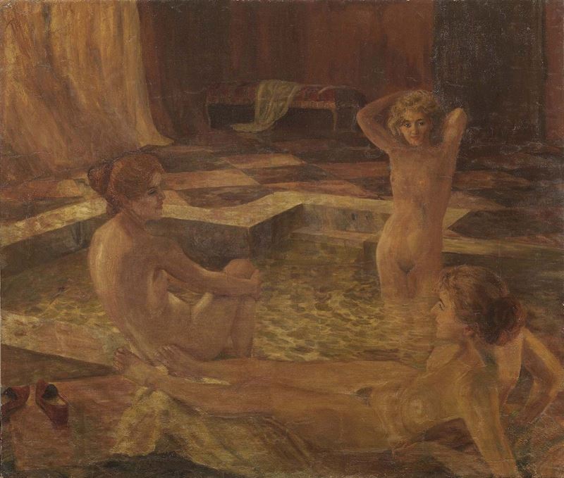 Ignoto del XX Secolo - Tre Donne al Bagno