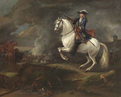 Ritratto Equestre di un Generale sullo Sfondo di Battaglia