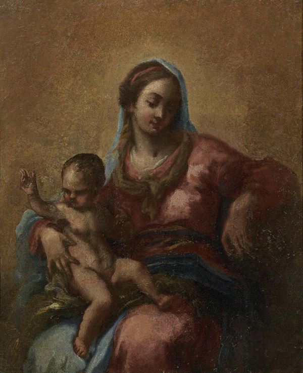 Scuola veneta fine XVII secolo : Madonna col Bambino  - Olio su tela - Asta ARTE MODERNA E CONTEMPORANEA - Casa d'aste Farsettiarte